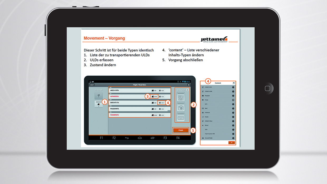 Impression Tablet mit E-Learning Logistik-Software JettApp