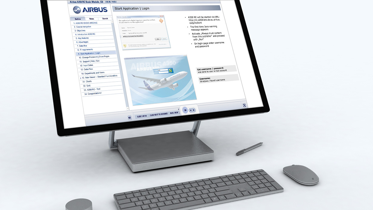 Impression Lernmodule für Airbus