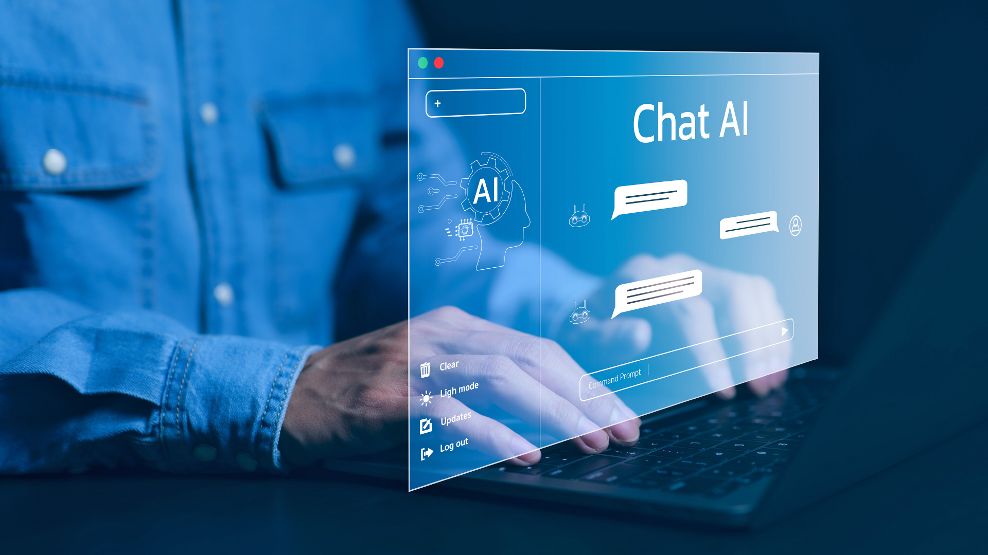 Person nutzt Chat-Programm mit künstlicher Intelligenz